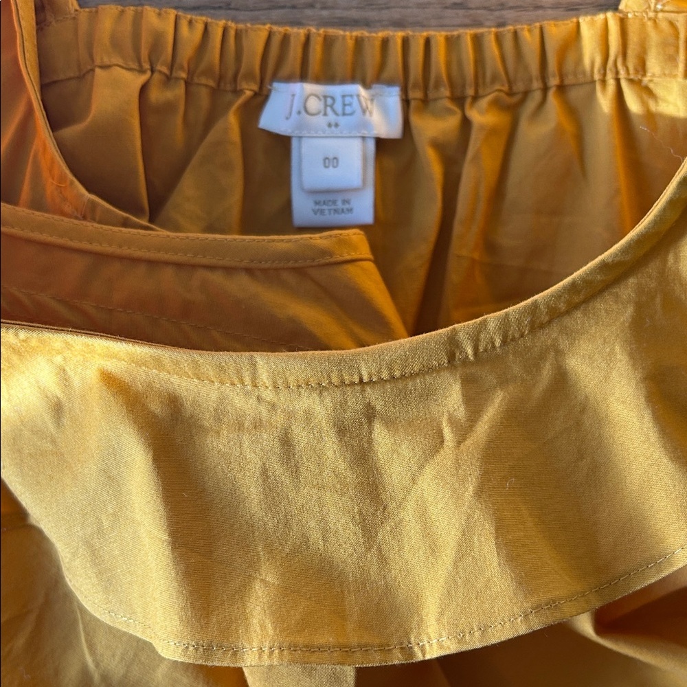 J. Crew Mustard Ruffled Blouse - Picture 2 of 7